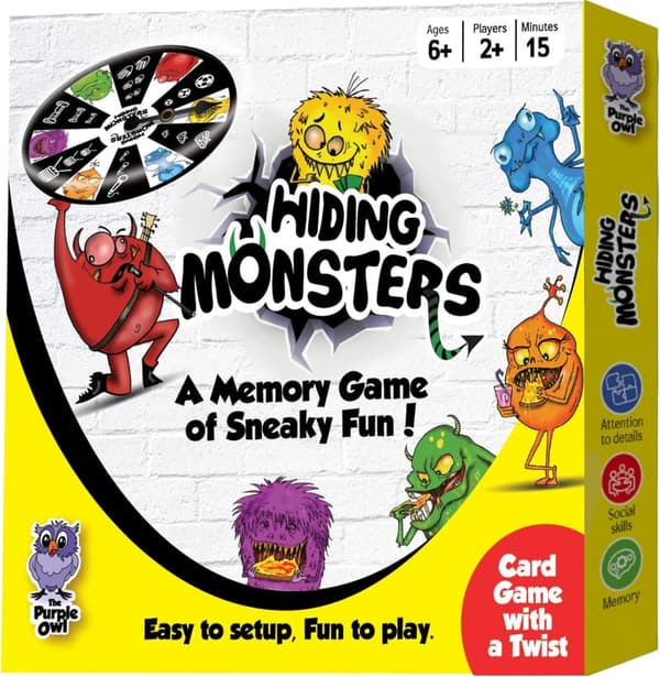 Kids' Hiding Monsters Memory Card Game with Spinner Wheel