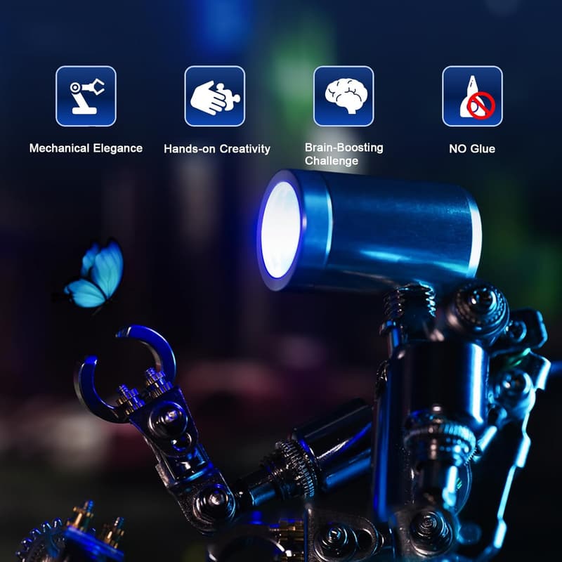 DIY 3D Metal Puzzle Robot Model Kit with LED Light Feature