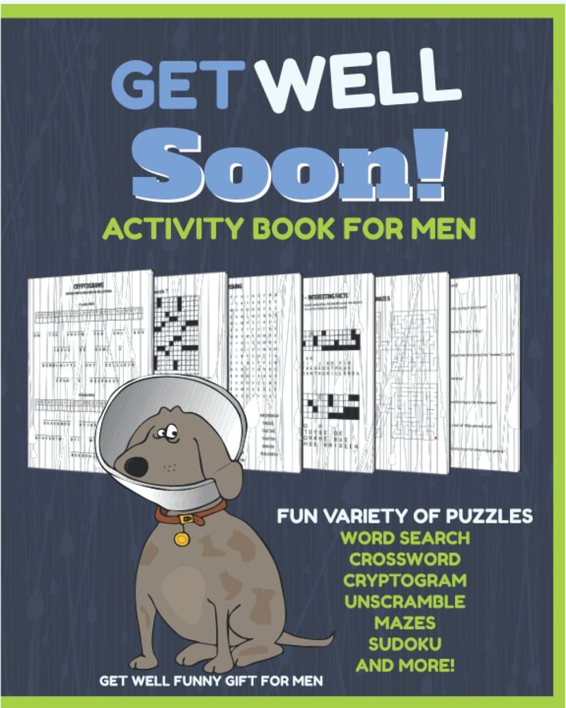 Get Well Soon Puzzle Activity Book for Men - Word Search, Sudoku & More!