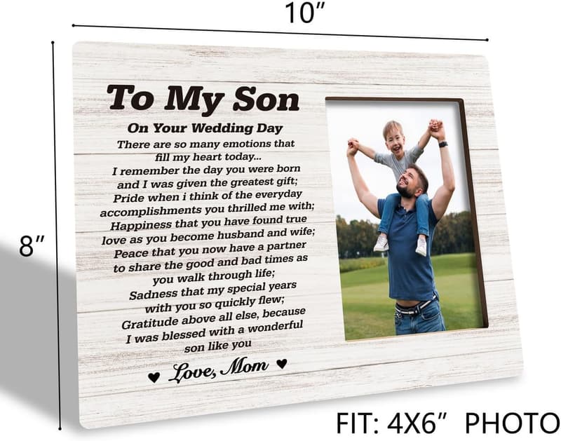 Son's Wedding Day Wooden Photo Frame with Poem from Mom