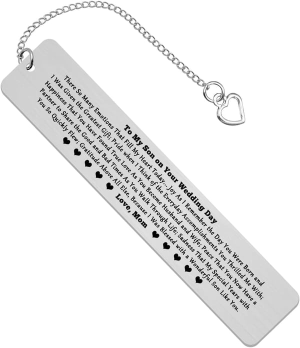 Wedding Gift Bookmark for Son from Mom