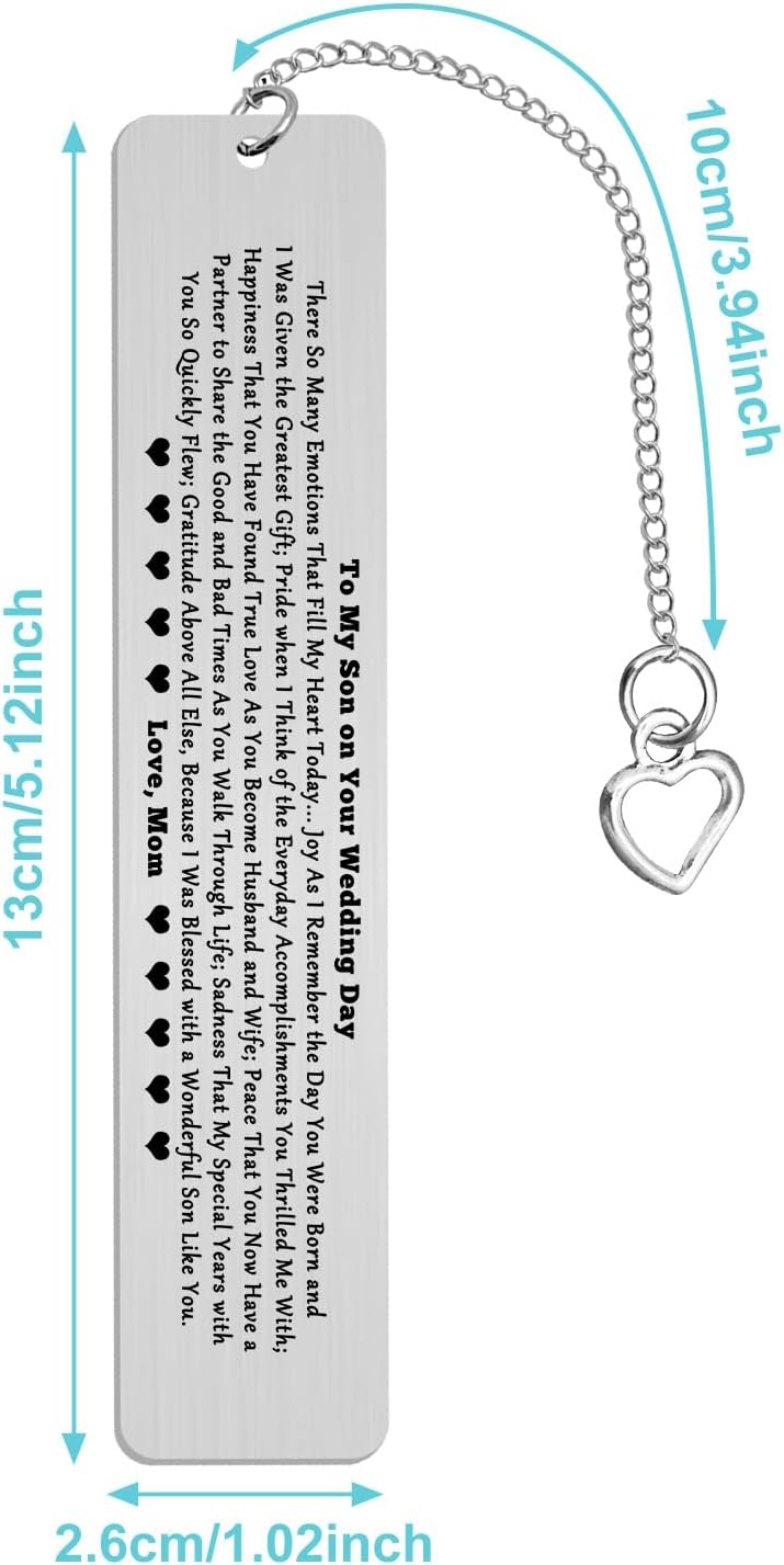 Wedding Gift Bookmark for Son from Mom