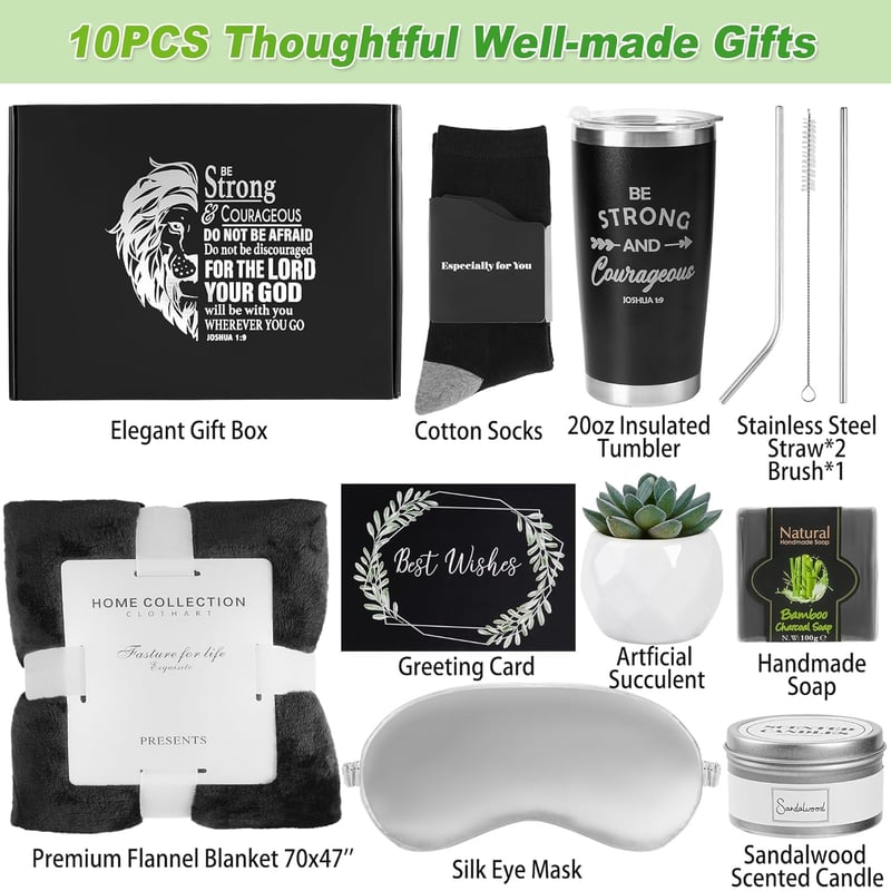 Get Well Soon Care Package for Men - 10pc Gift Basket