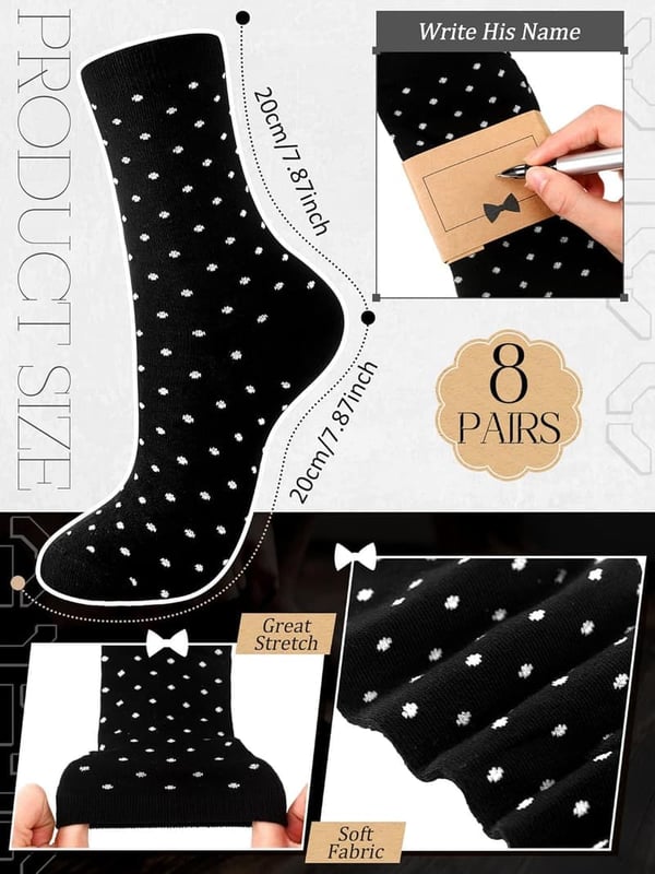 Groomsmen Gifts: 8 Pairs of Funny Dot Dress Socks