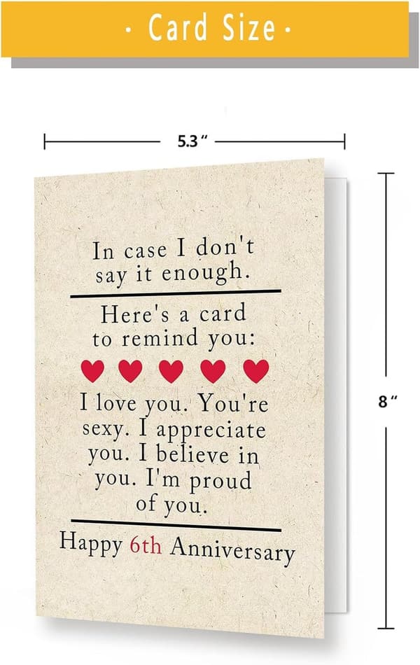 6th Anniversary Card for Couples - Iron Theme