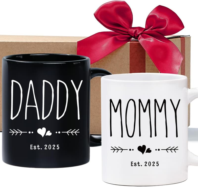 2025 Pregnancy Announcement Mug Set for New Parents