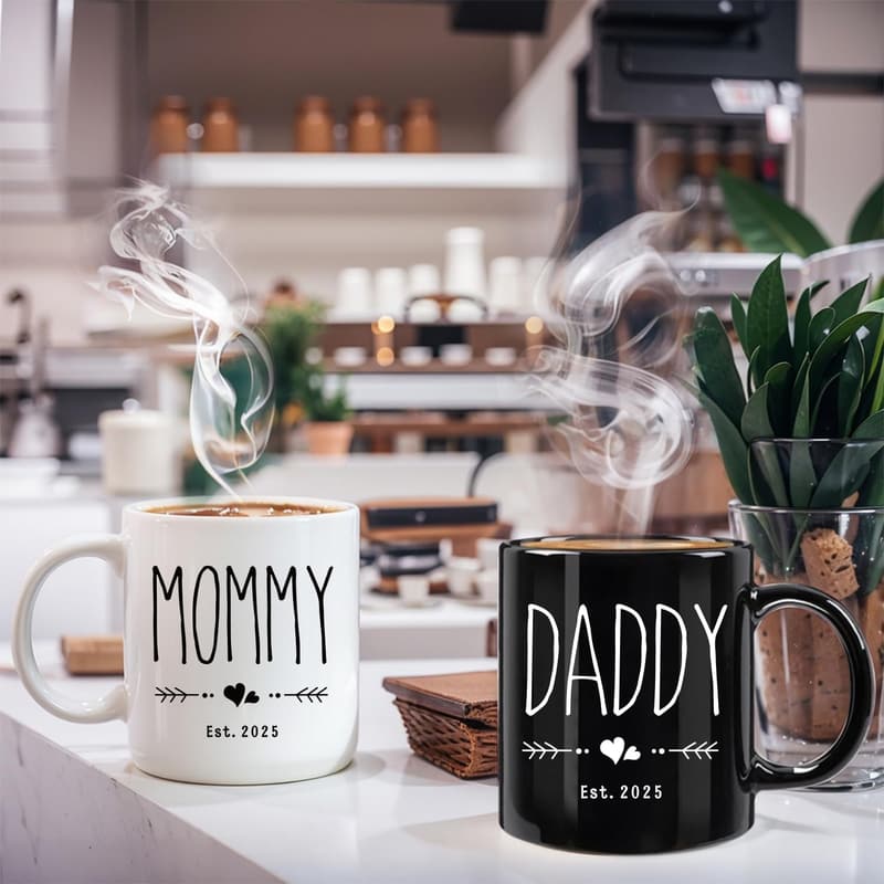 2025 Pregnancy Announcement Mug Set for New Parents