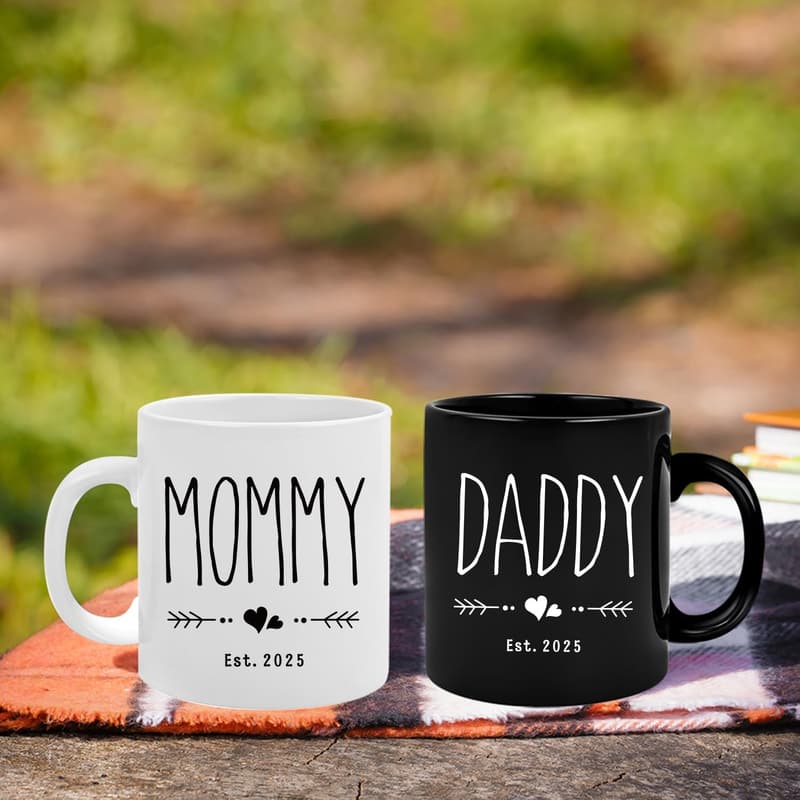 2025 Pregnancy Announcement Mug Set for New Parents
