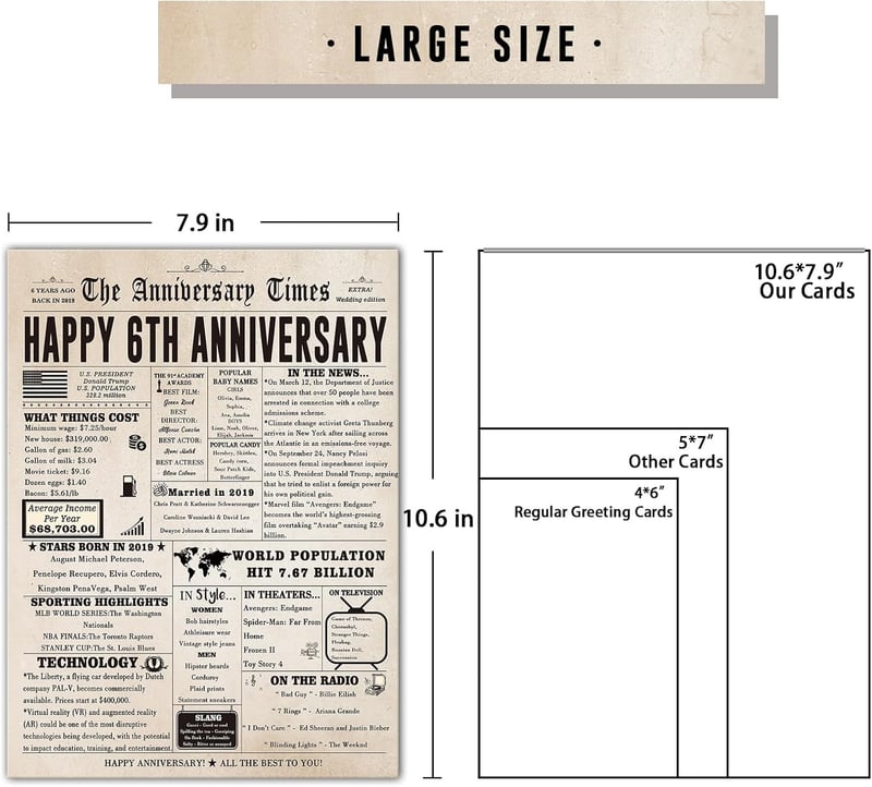 6th Anniversary Vintage Pun Card for Couples