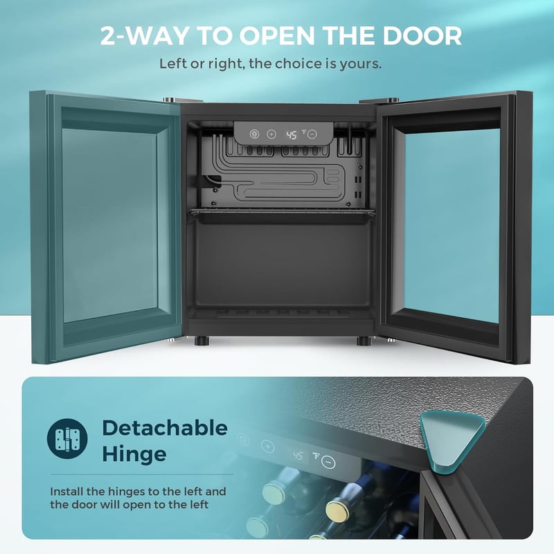 Mini Beverage Fridge with Glass Door & Adjustable Shelves