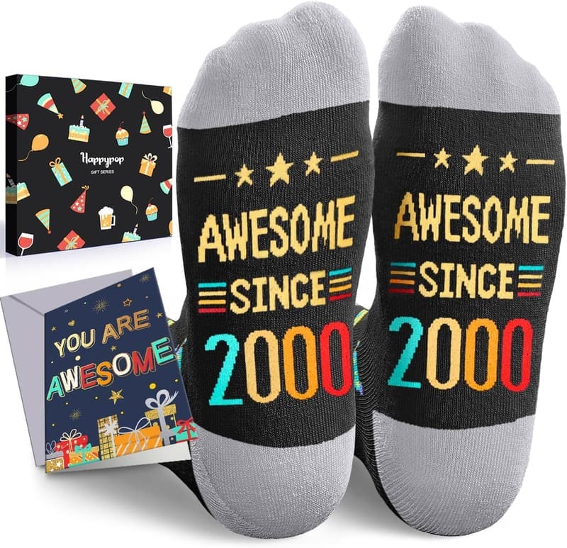 25th Birthday Socks for Men and Women - Fun Gift Idea