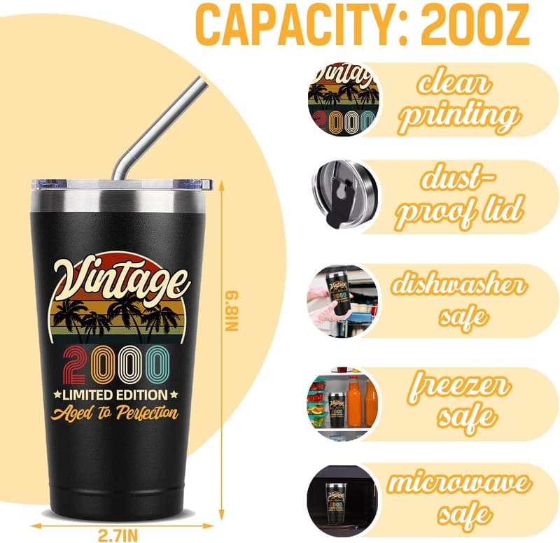 25th Birthday Stainless Steel Tumbler - Black Thermos Cup
