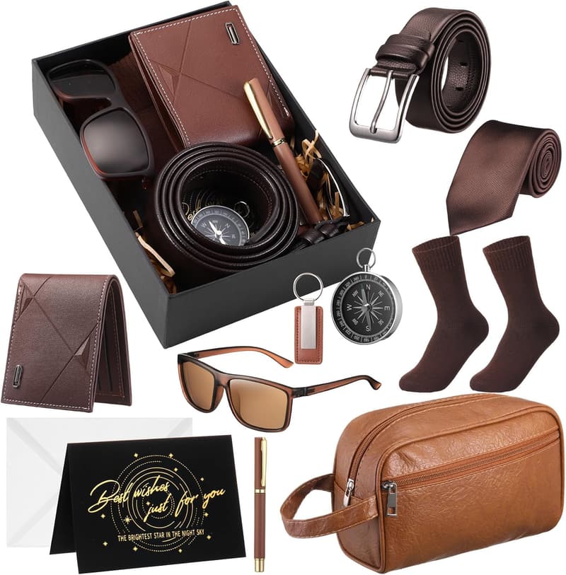 Father's Day Gift Set for Men: Wallet, Toiletry Bag & Accessories
