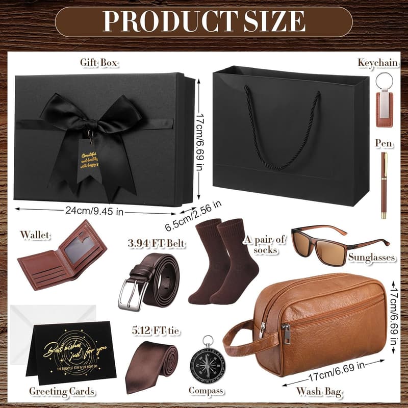 Father's Day Gift Set for Men: Wallet, Toiletry Bag & Accessories