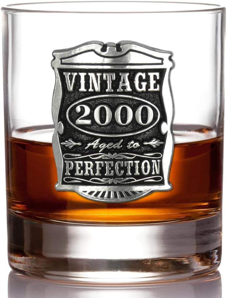 25th Anniversary Vintage Whisky Rocks Glass Tumbler for Men
