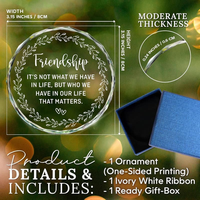 Friendship Glass Ornament for Women - Best Friend Gift 2025