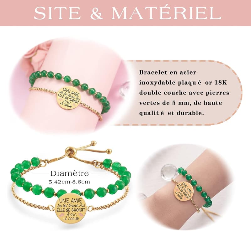 Adjustable Stainless Steel Double Perlage Bracelet for Friends