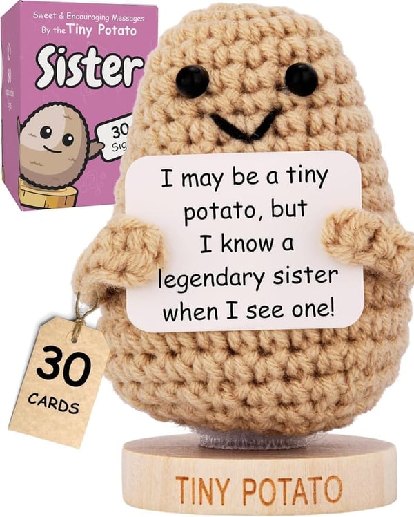 Positive Potato Crochet Doll for Sister - Cute Signs Gift
