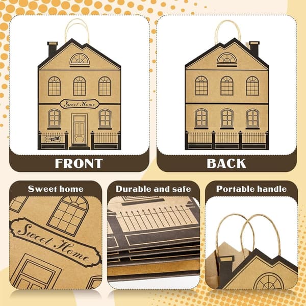 House-Shaped Gift Bags - 12 Pieces for Real Estate Events