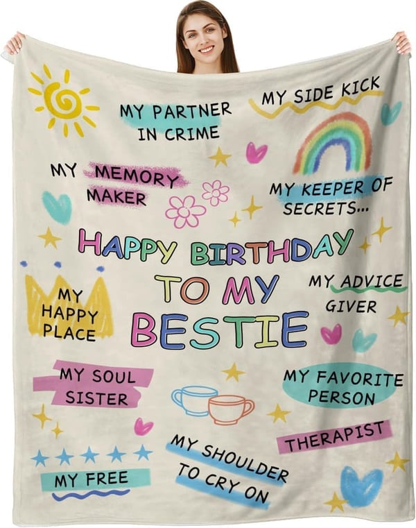 Bestie Birthday Throw Blanket Gift for Women
