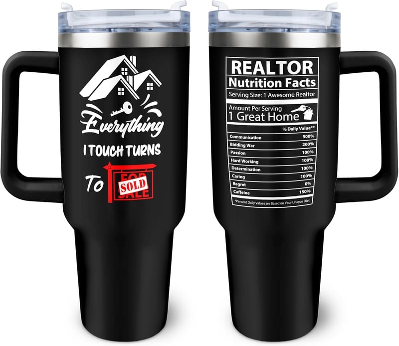 Realtor Closing Gift: 40oz Tumbler with Handle and Straw