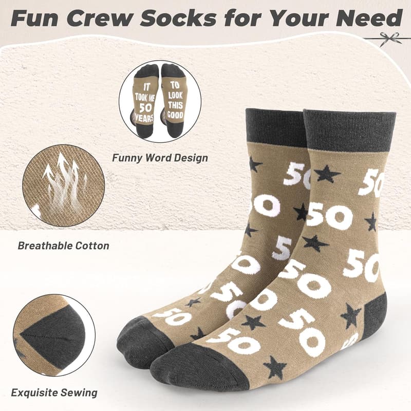 Funny Crew Socks - Gag Gift for 40th, 50th, 60th Birthdays