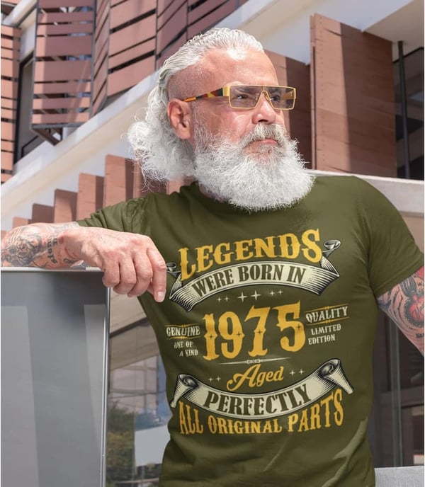 50th Birthday Vintage T-Shirt for Men, Born in 1975