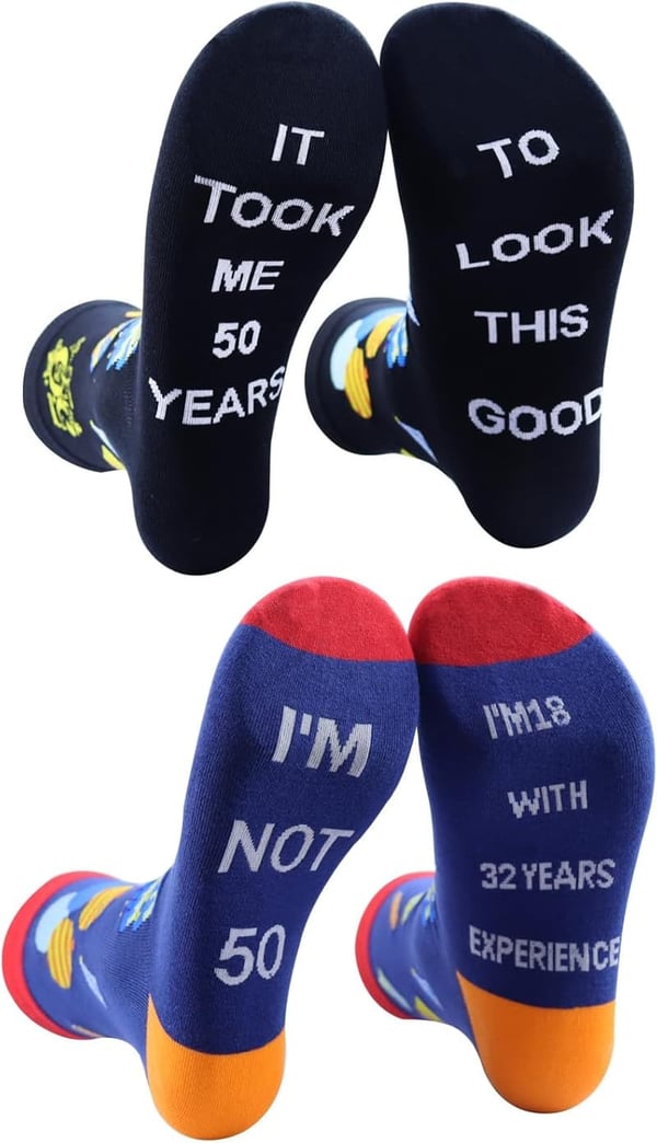 50th Birthday Funny Socks for Men & Women - 2 Pairs