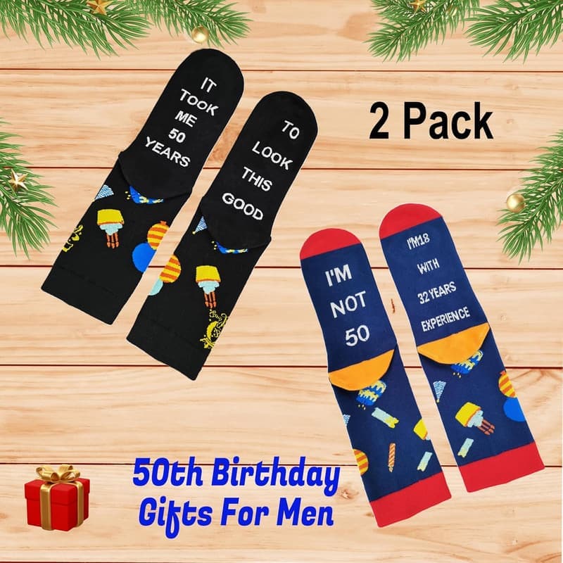 50th Birthday Funny Socks for Men & Women - 2 Pairs
