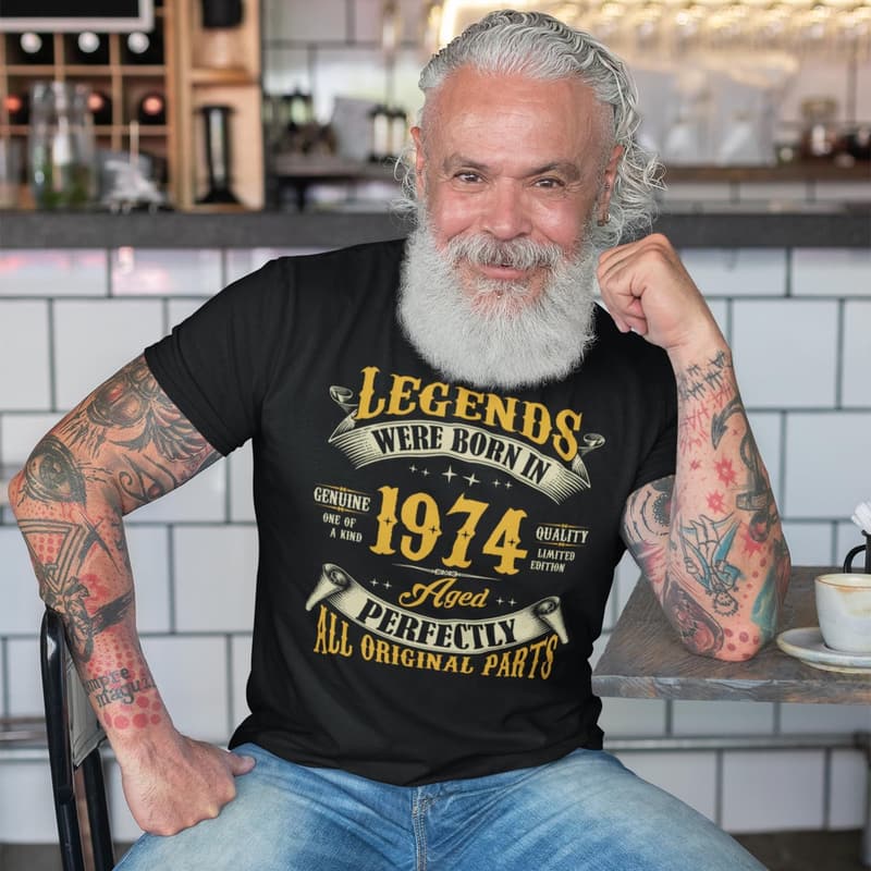 50th Birthday Men's T-Shirt, Vintage 1974 Design