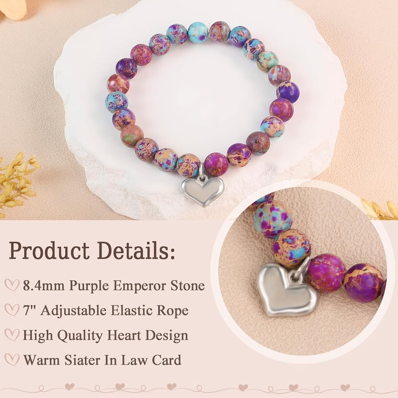 Birthday Bracelet for Bonus Sister-in-Law | Handmade Natural Stone