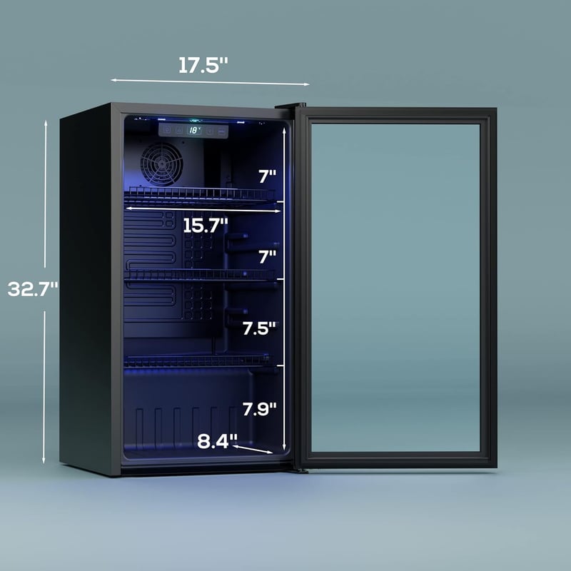 Freestanding Beverage Cooler with Glass Door, 120 Can Capacity