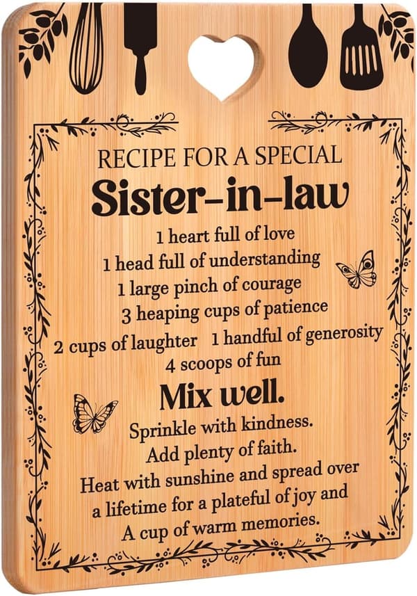 Sister-in-Law Gift: Engraved Bamboo Cutting Board