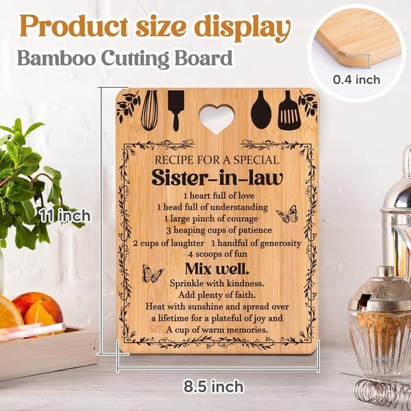 Sister-in-Law Gift: Engraved Bamboo Cutting Board
