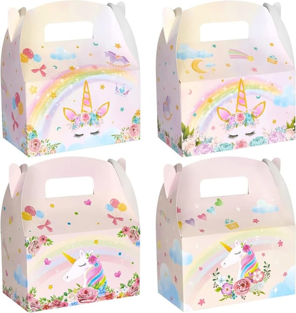Unicorn Party Favor Boxes – 12 Pink Treat Boxes for Girls