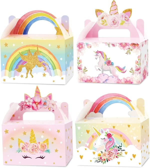 Unicorn Party Favor Boxes - 12 Pack for Birthday Celebrations