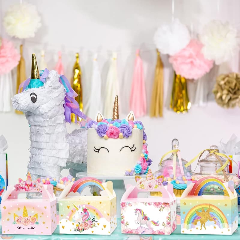 Unicorn Party Favor Boxes - 12 Pack for Birthday Celebrations
