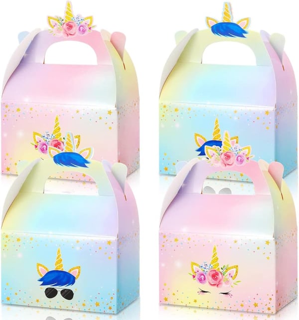 Rainbow Unicorn Gift Boxes - 24 Cute Party Favors for Kids