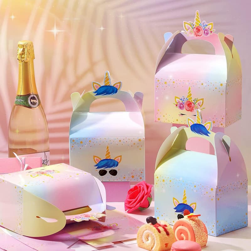 Rainbow Unicorn Gift Boxes - 24 Cute Party Favors for Kids