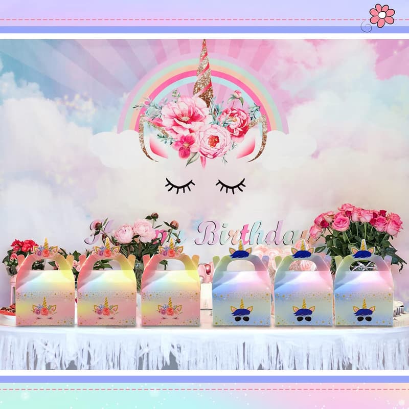 Rainbow Unicorn Gift Boxes - 24 Cute Party Favors for Kids