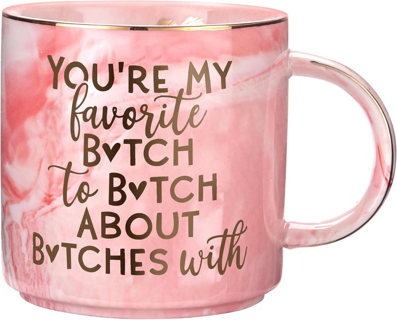 Funny Birthday Mug for Women - Cute Pink Marble, 11.5oz