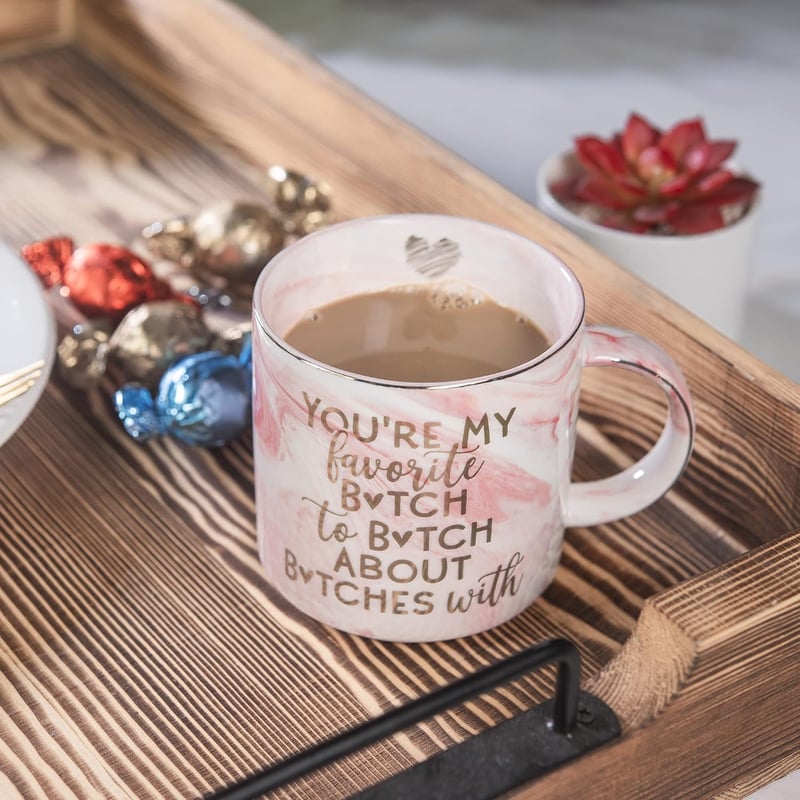 Funny Birthday Mug for Women - Cute Pink Marble, 11.5oz