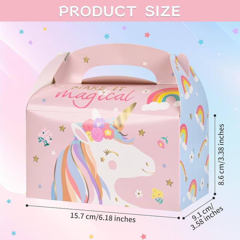 Unicorn Treat Boxes - 36 Pack for Baby Showers & Birthdays