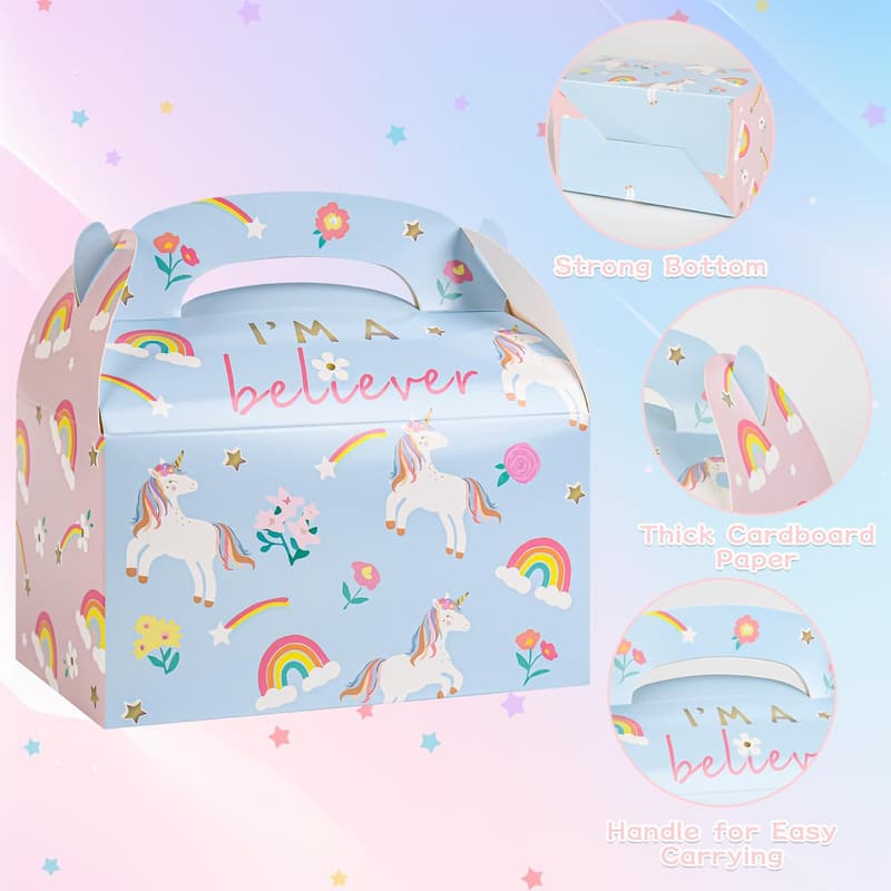 Unicorn Treat Boxes - 36 Pack for Baby Showers & Birthdays