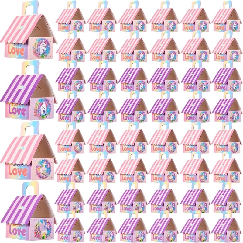 Unicorn Birthday Party Favor Boxes - 48 Pack