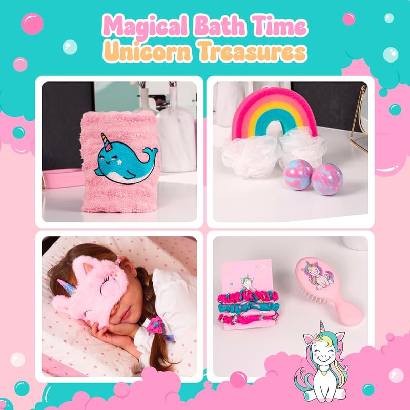 Unicorn Spa Gift Set for Girls Age 3-10 - Birthday Basket