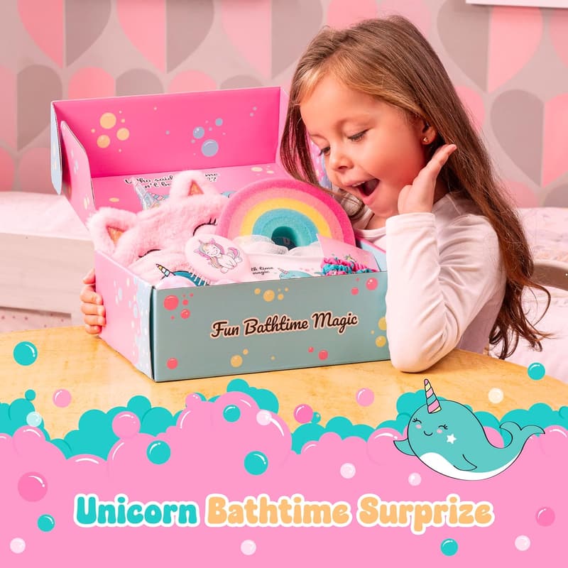 Unicorn Spa Gift Set for Girls Age 3-10 - Birthday Basket