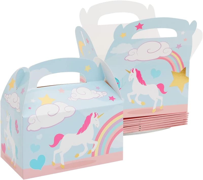 Unicorn Party Favor Boxes – 24-Pack Goodie Bags for Birthdays