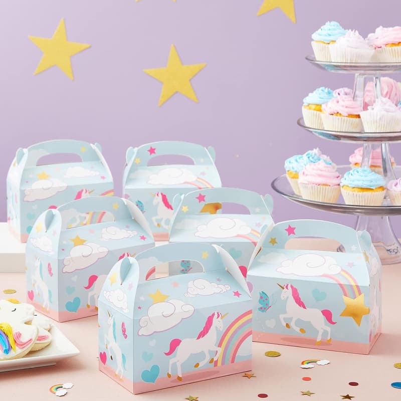 Unicorn Party Favor Boxes – 24-Pack Goodie Bags for Birthdays