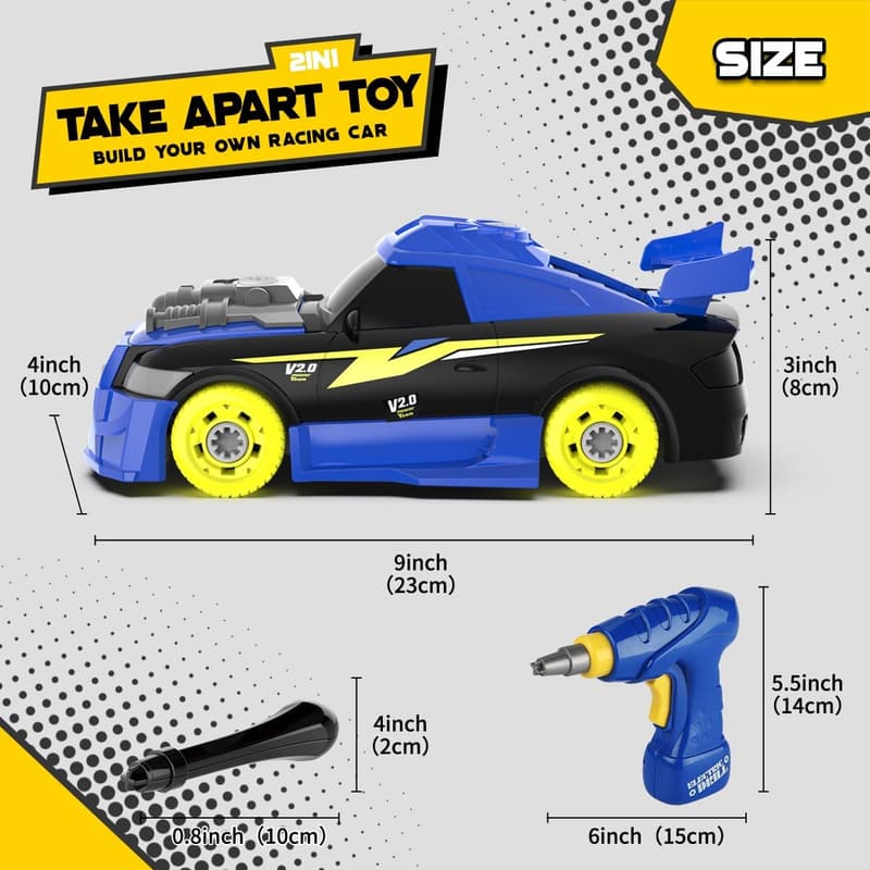 26-Piece Take Apart Racing Car Toy Set for Boys Age 3-5